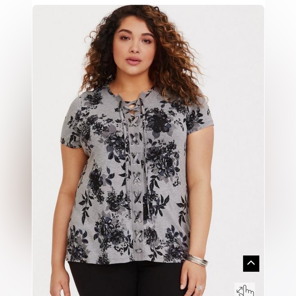 Torrid Super Soft Grey Lace-Up Tee